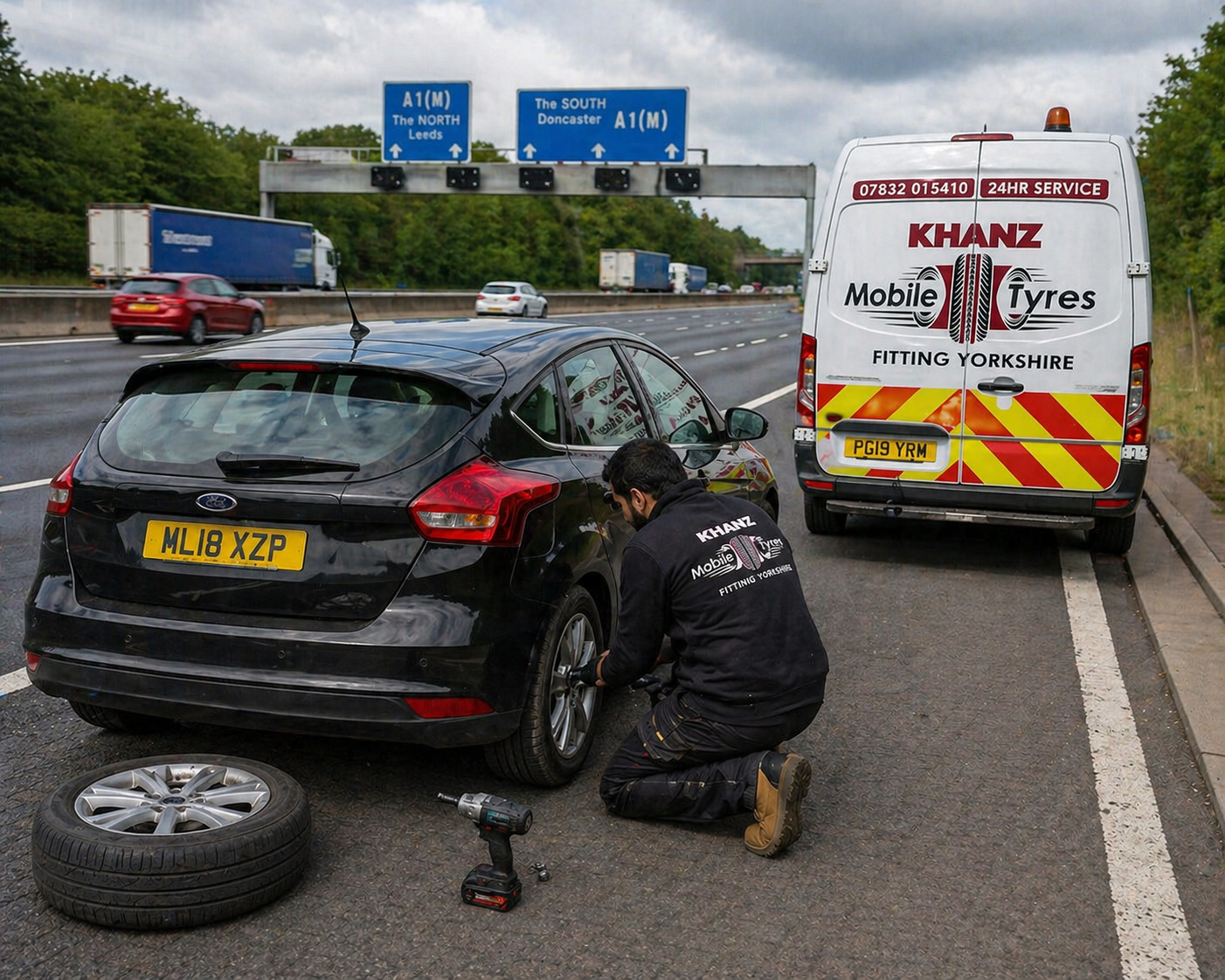 Motorway tyre fitting